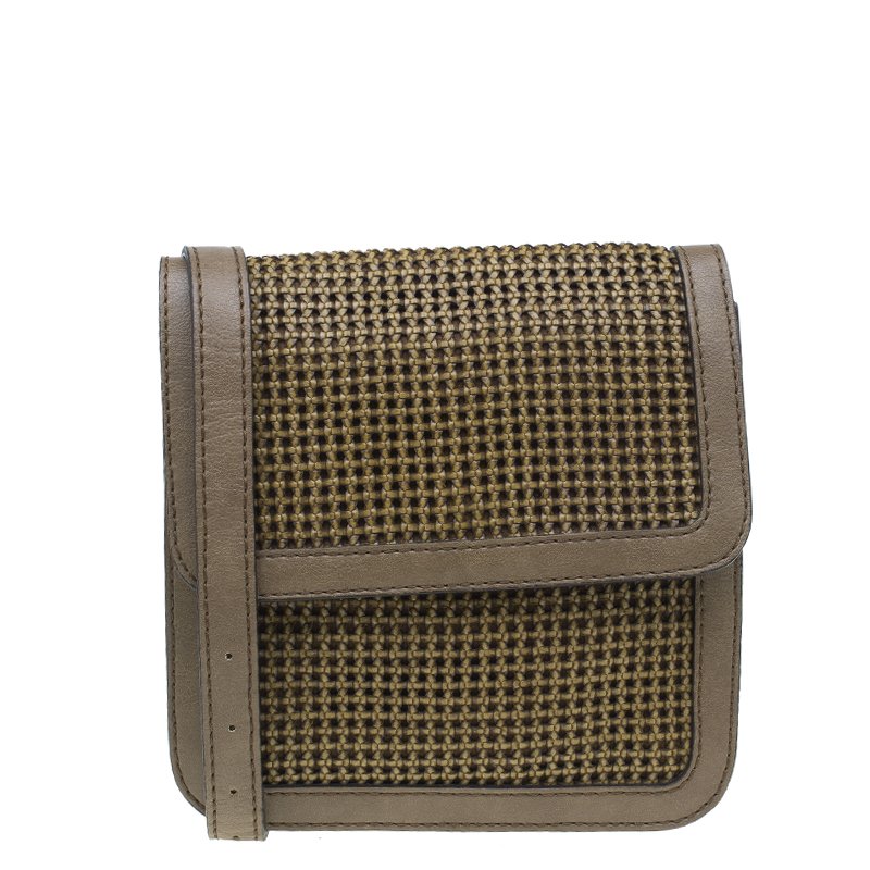 Pre Owned Stella McCartney Brown Woven Faux Leather Dawn Crossbody Bag
