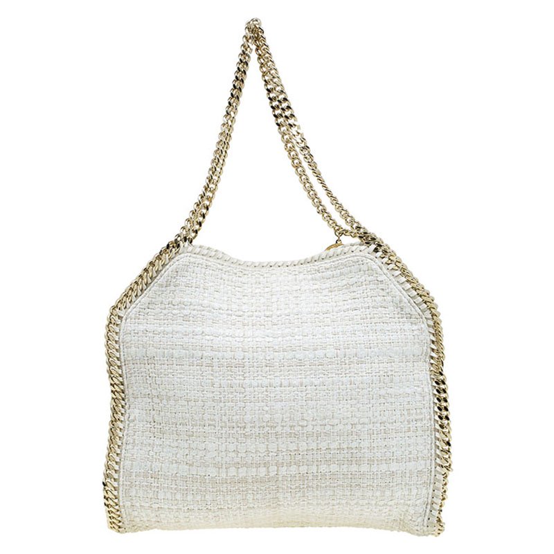 مملوكة مسبقًا Stella McCartney Beige Woven Glitter Fabric Small Falabella Tote