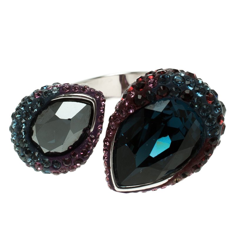 Swarovski Multicolor Crystal Studded Ring Size 52