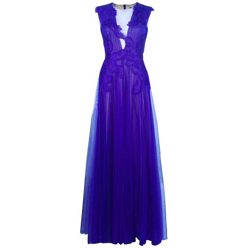 Tadashi Shoji Purple Gathered Gown S