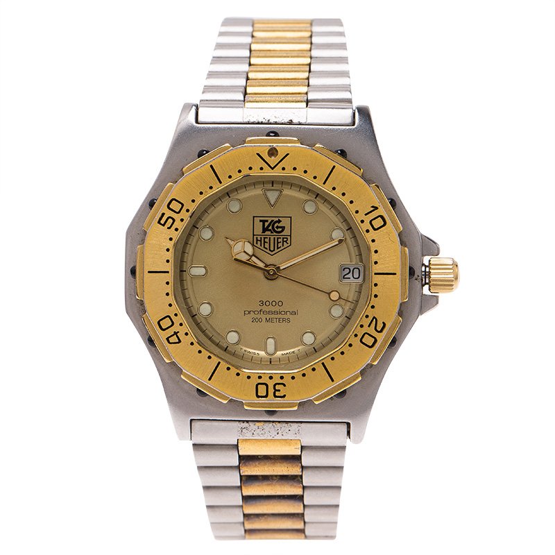 Tag Heuer Grey Gold-Plated Stainless Steel 3000 Professional Women's Wristwatch 38MM