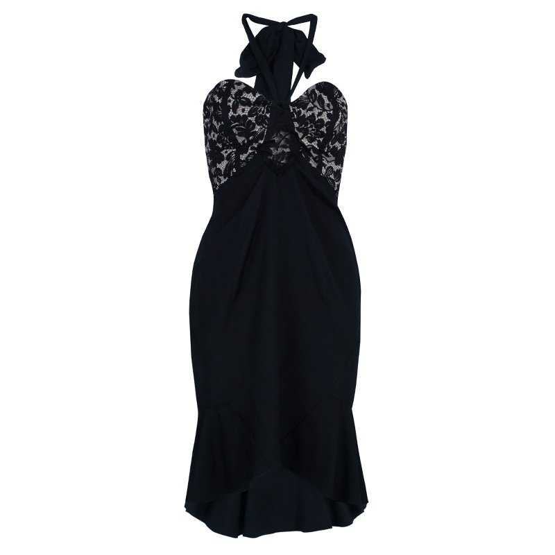 فستان تيمبيرلي بحمالة عنق دانتيل أسود M