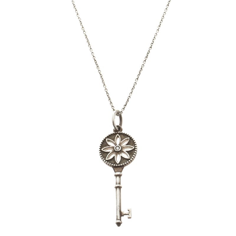 Tiffany & Co. Daisy Key Diamond & Silver Pendant Chain Necklace
