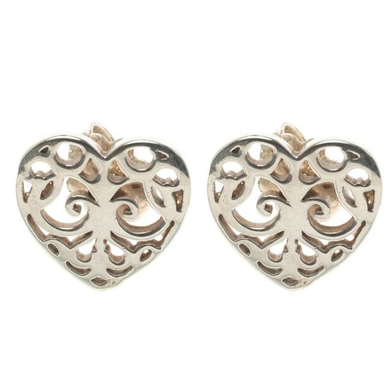 Tiffany & Co. Enchant Heart Silver Stud Earrings