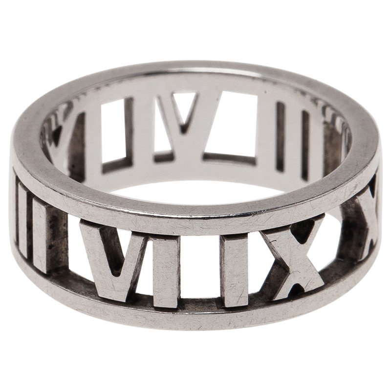 Pre Owned Tiffany & Co. Atlas Silver Open Band Ring Size 51