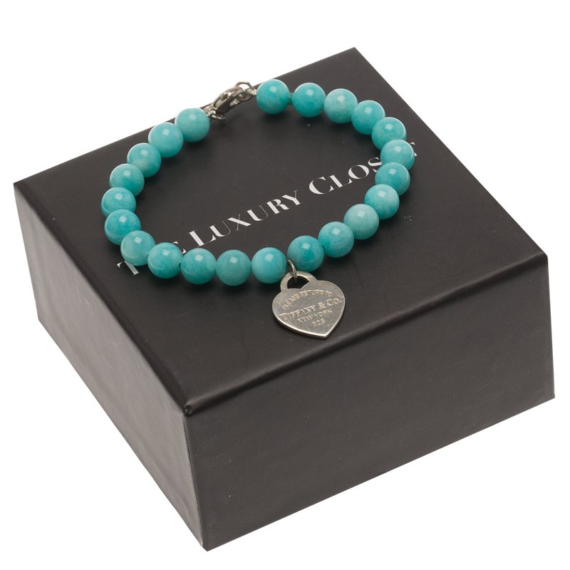 Tiffany Co Return To Tiffany Amazonite Beads Mini Heart Silver Bracelet Tiffany Co Tlc