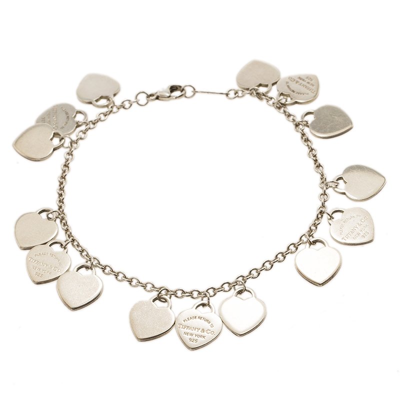 Tiffany & Co. Return to Tiffany Mini Heart Tag Silver Charm Bracelet 18cm