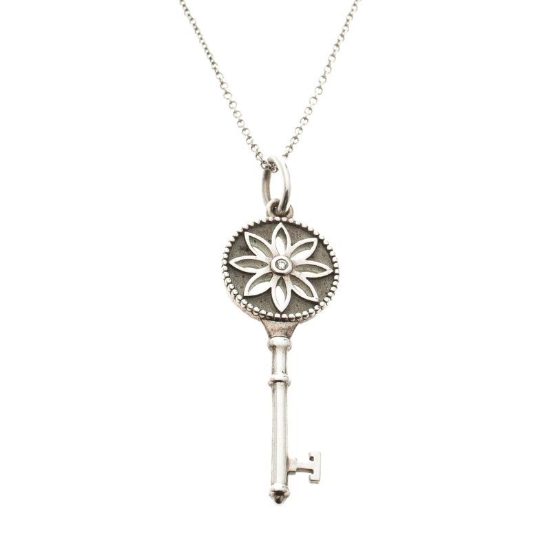 Tiffany & Co. Daisy Key Diamond & Silver Pendant Necklace