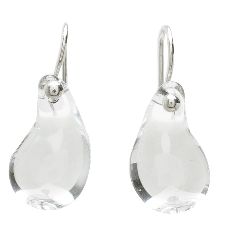 Tiffany & Co. Elsa Peretti Teardrop Rock Crystal Platinum Earrings