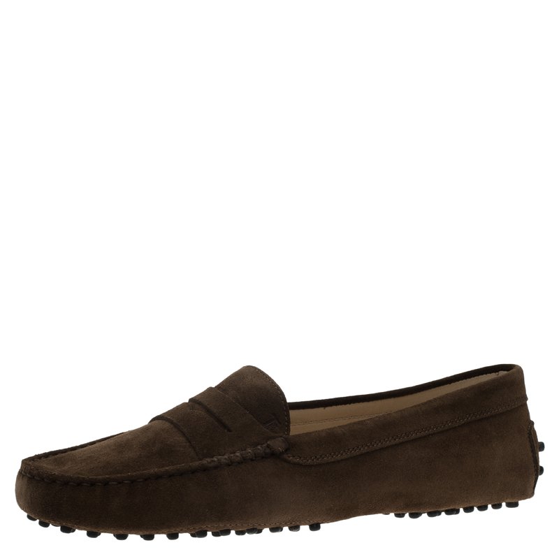 Pre Owned Tod's Brown Suede Penny Loafers Size 40
