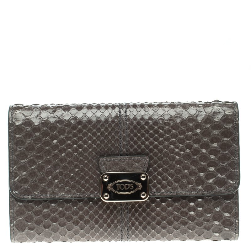 Tod's Grey Python Tri Fold Wallet