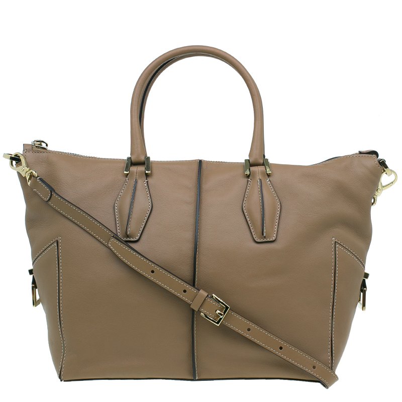 مملوكة مسبقًا Tod's Beige Leather Small CC Zip Tote Bag