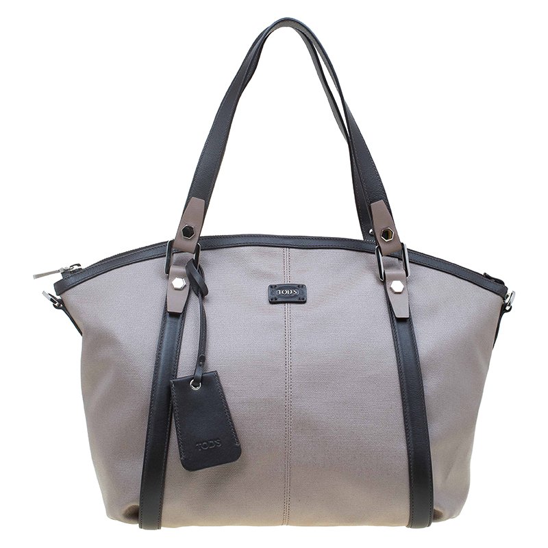 Tod's Beige Coated Canvas G-Line Sacca Tote 