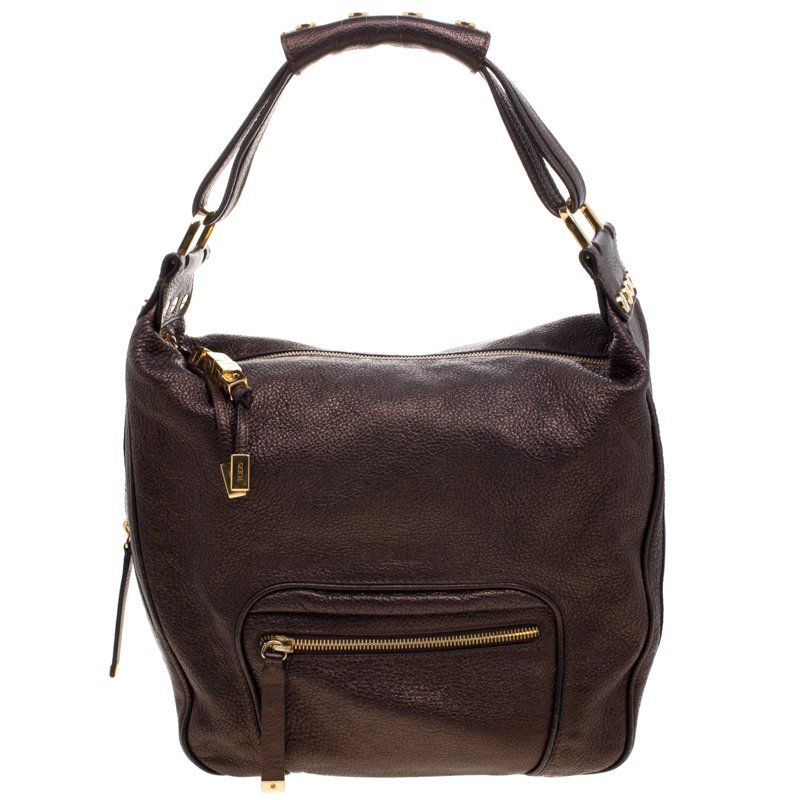 Pre Owned Tod's Bronze Leather Hobo