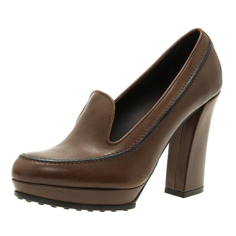 tods platform loafers