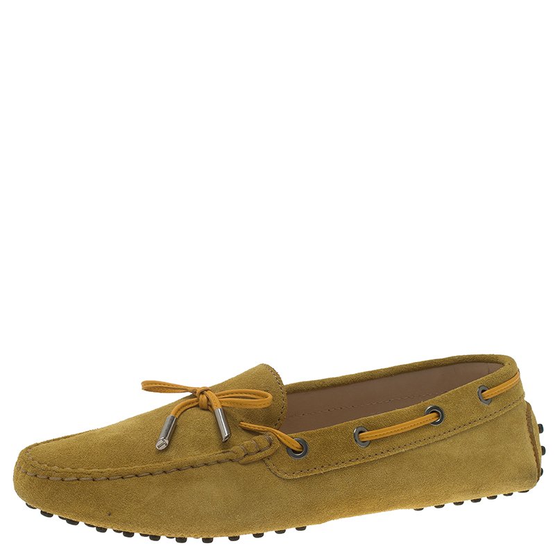Pre Owned Tod's Yellow Suede Bow Loafers Size 39