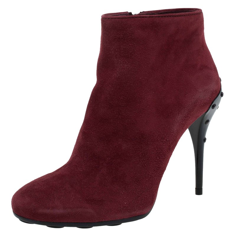 Pre Owned Tod's Burgundy Suede Ankle Boots Size 37