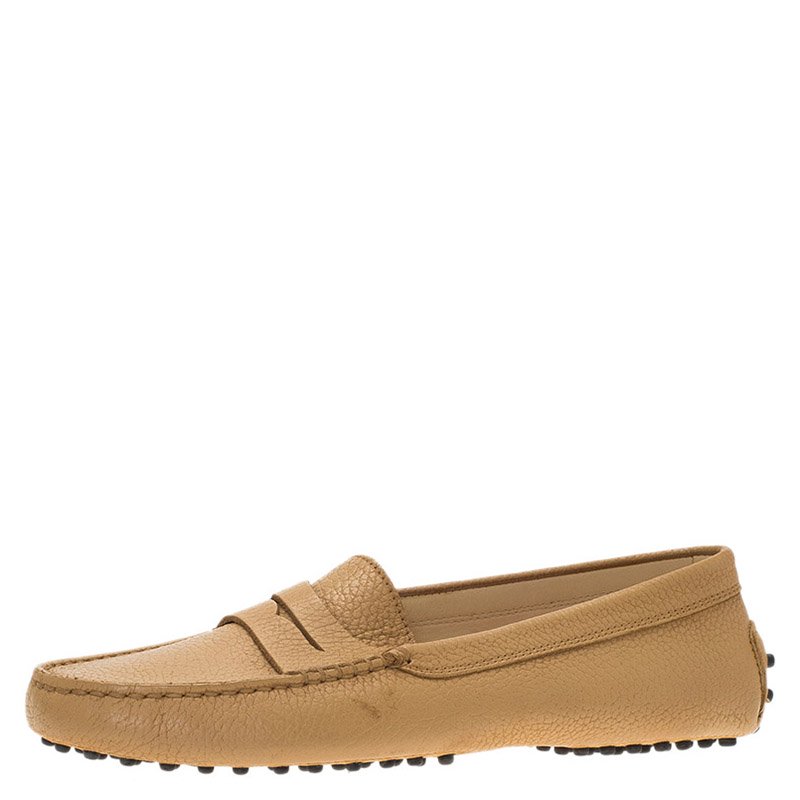 Tod's Beige Leather Penny Loafers Size 39.5