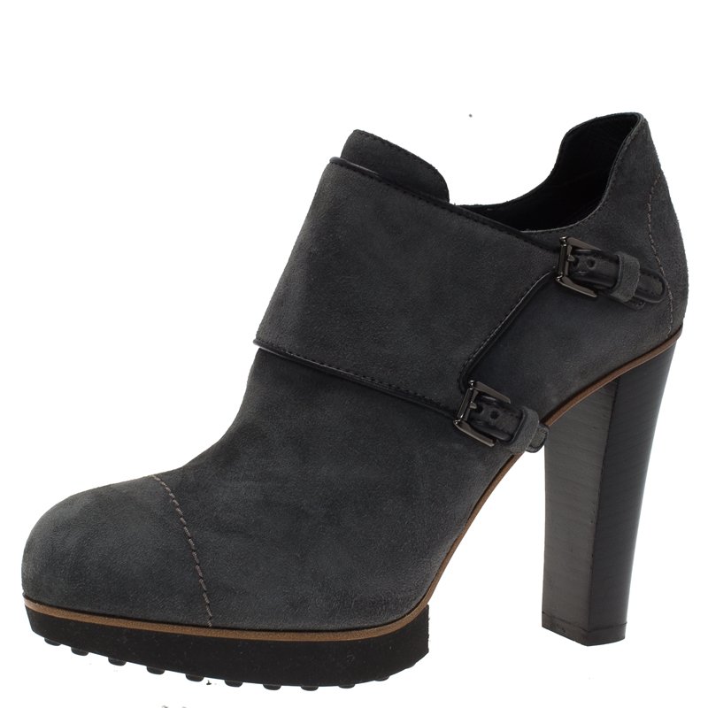 Pre Owned بوت للكاحل تودز سويدي رصاصي مقاس 37.5