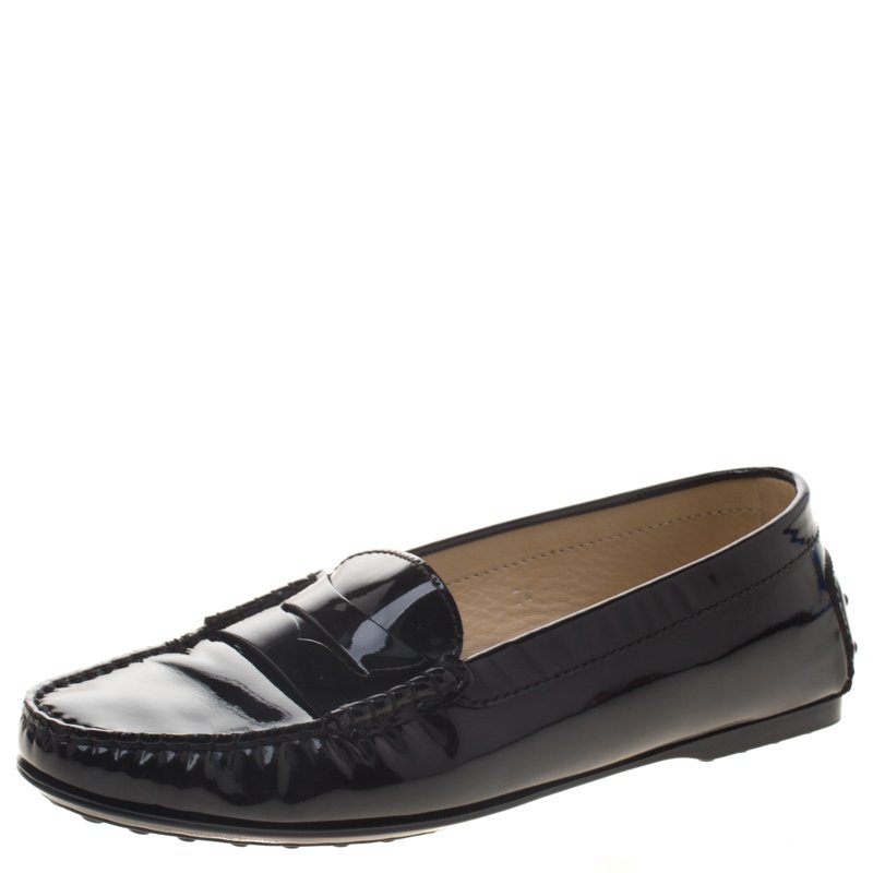 black patent leather penny loafers womens