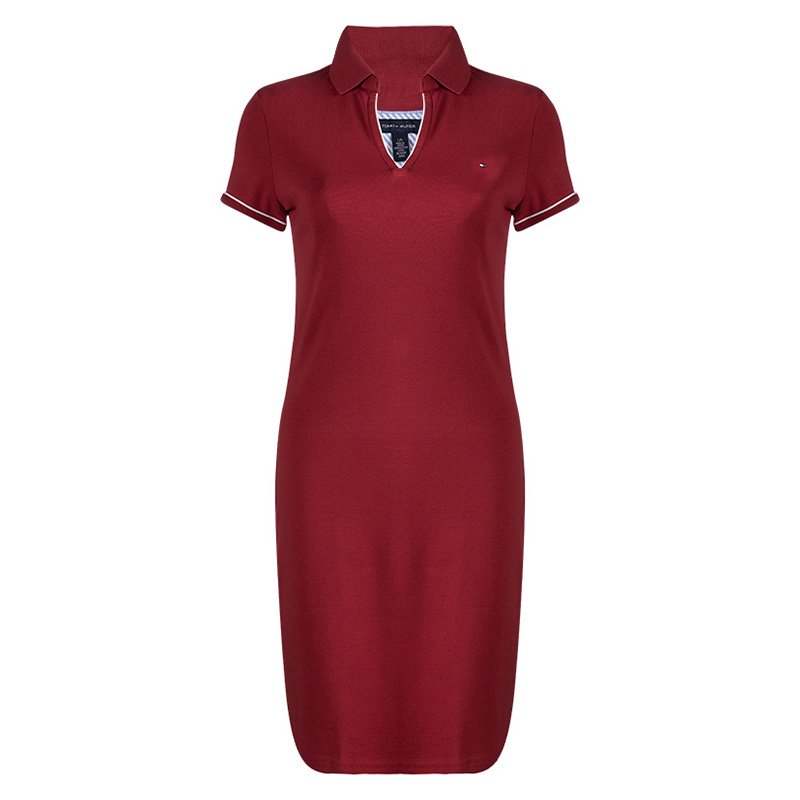 Tommy Hilfiger Red Cotton Polo T-Shirt Dress S