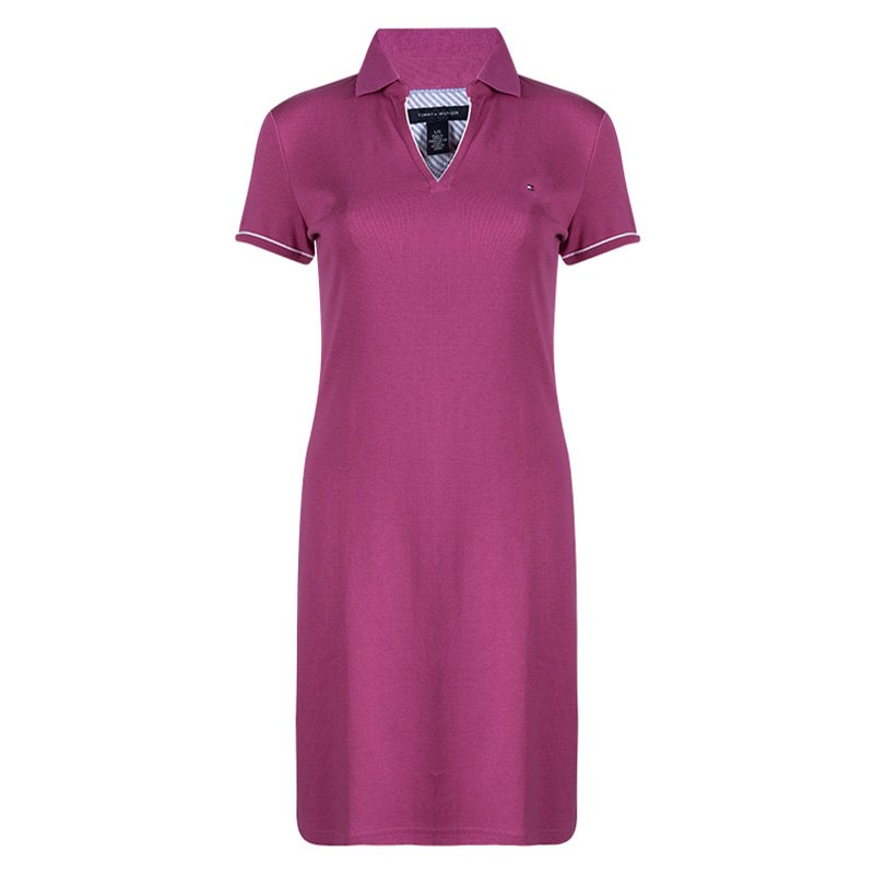 Tommy Hilfiger Pink Cotton Polo T-Shirt Dress L