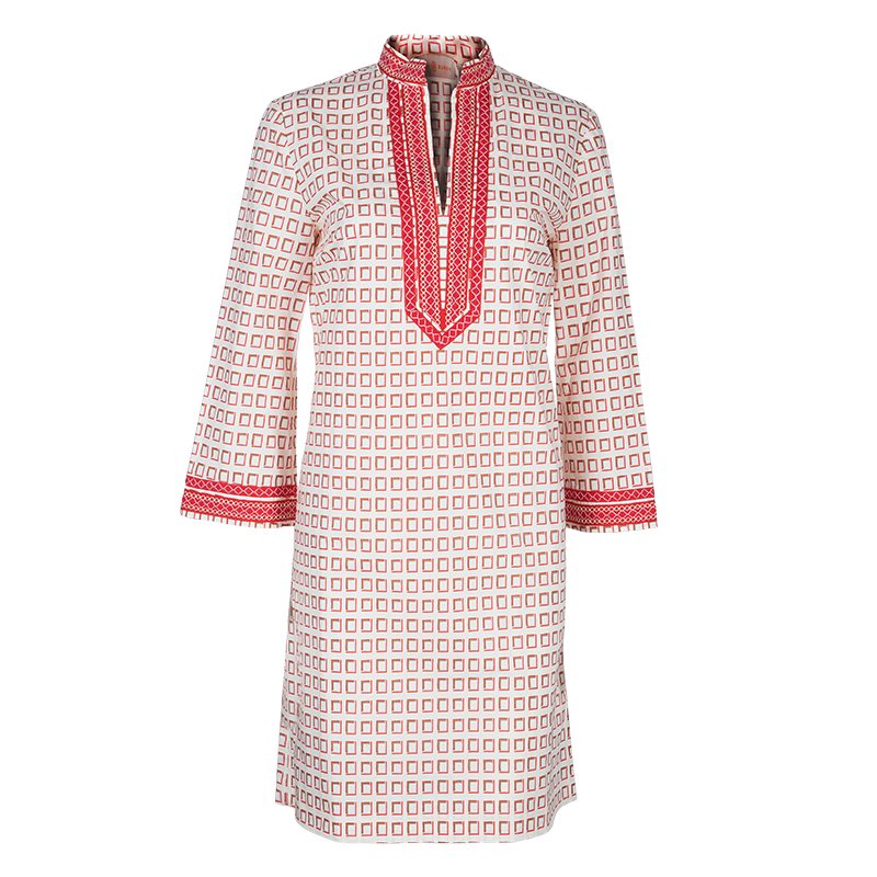 Pre Owned Tory Burch Red Print Tunic Dress M