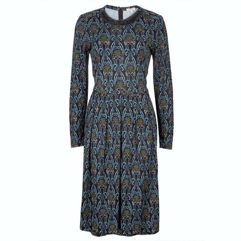 Pre Owned Tory Burch Brown Print Lulu Dress S