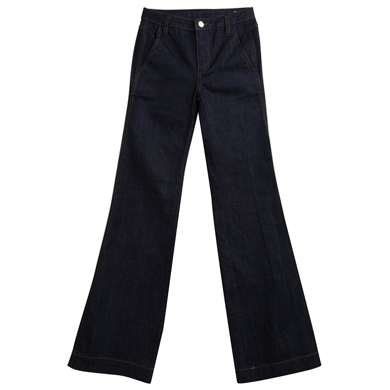 Tory Burch Indigo Dark Wash Denim High Waist Flared Jeans XS