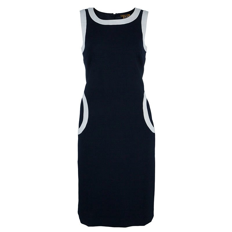 Pre Owned Tory Burch Navy White Shift Dress S