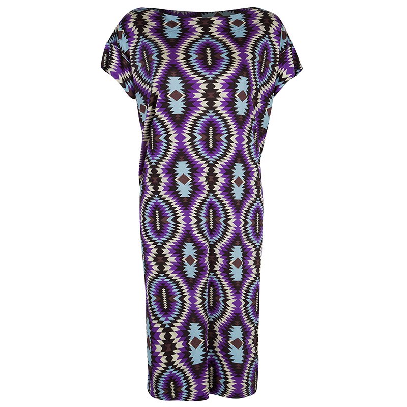 Pre Owned Tory Burch Multicolor Abstract Print Short Sleeve Dress L