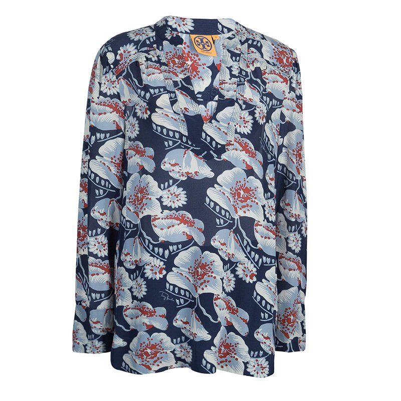 Pre Owned Tory Burch Floral Print Top L