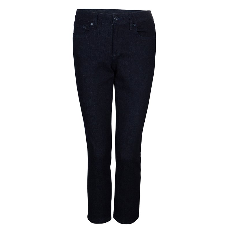 Pre Owned Tory Burch  Blue Dark Wash Denim Slim Fit Cropped Jeans M