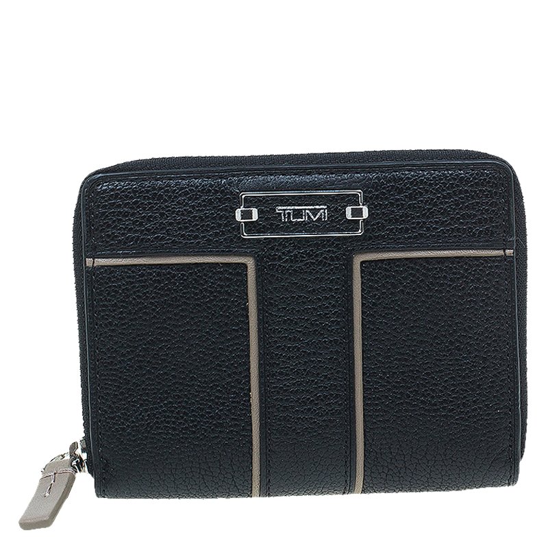 Tumi Black Leather Zip Around Wallet 