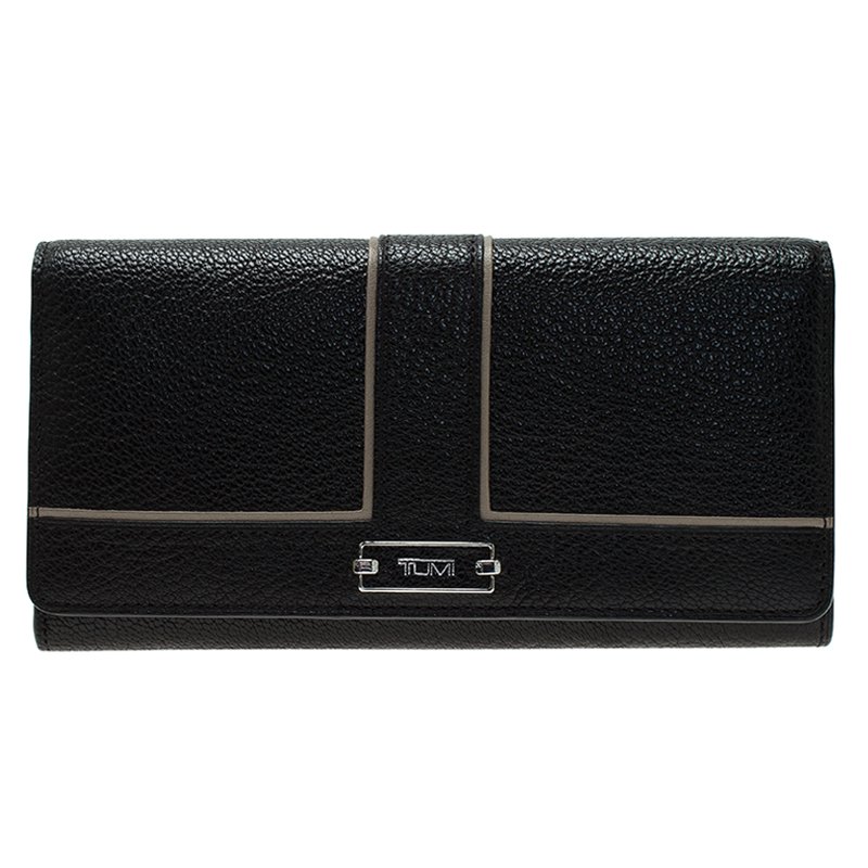 Pre Owned Tumi Black Leather Chelsea Continental Flap Wallet