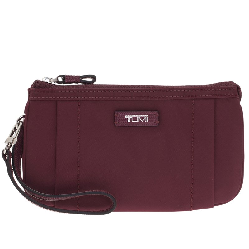 Pre Owned Tumi Burgundy Nylon Pouch