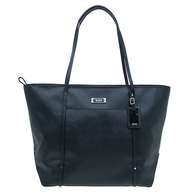 Pre Owned Tumi Black Textured Leather Villa Quintessential Tote