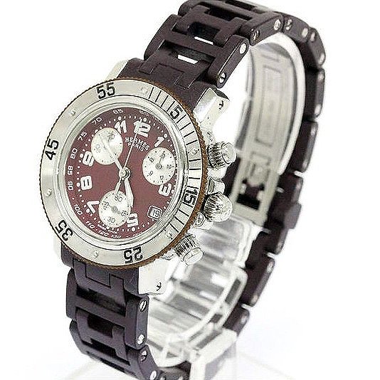 مملوكة مسبقًا ساعة يد نسائية هيرمس كليبر دايفر ستانلس ستيل بنفسجية 33 مم