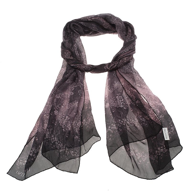 مملوكة مسبقًا Valentino Two Tone Floral Print Silk Stole