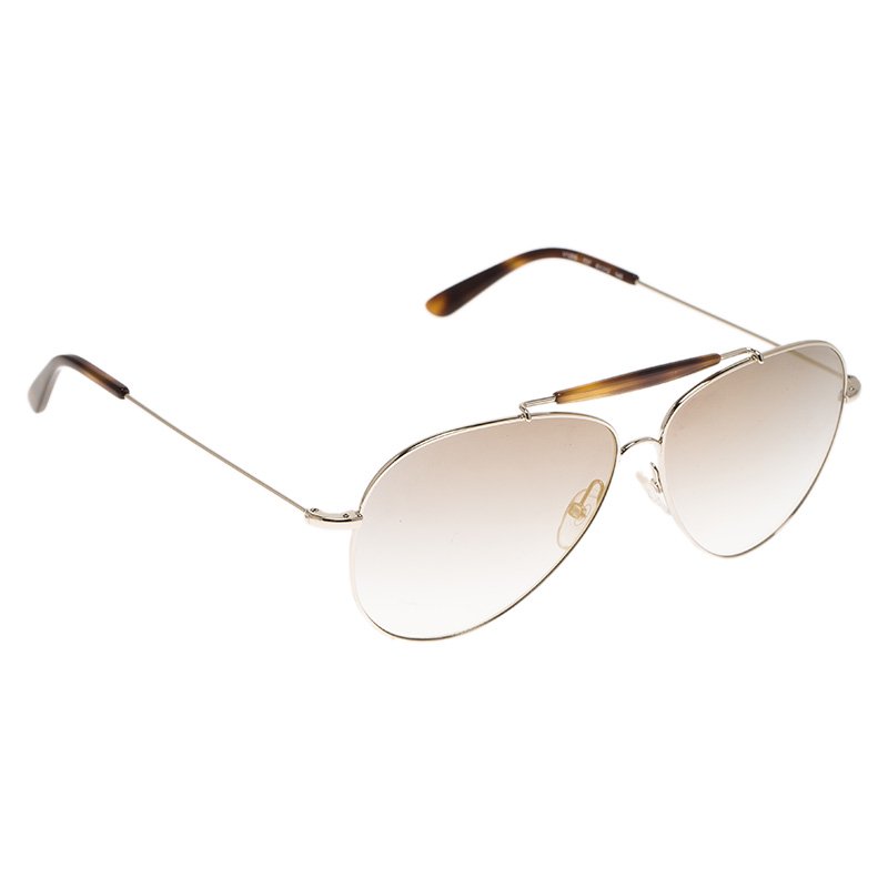 مملوكة مسبقًا Valentino Silver and Tortoise V120S Aviator Sunglasses