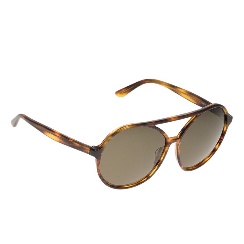 Pre Owned Valentino Tortoise Frame V727S Round Sunglasses