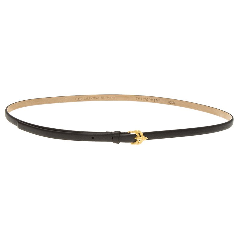 مملوكة مسبقًا حزام فالنتينو أبزيم بحلية فونيكس جلد أسود 85 سم