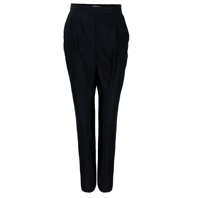 Pre Owned Valentino Black Satin Tailored Trousers M