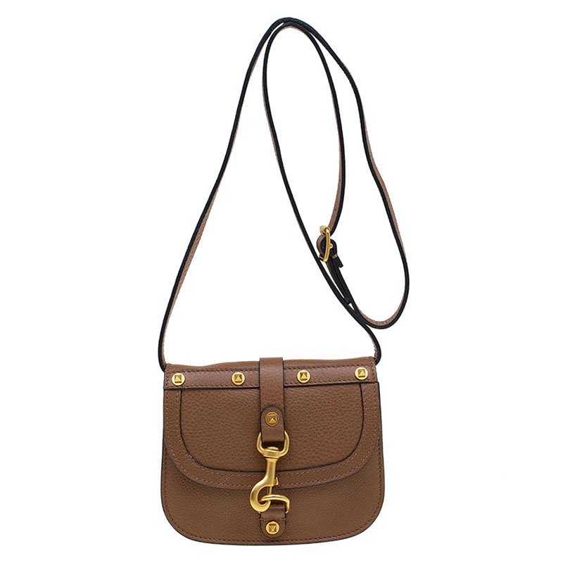 Pre Owned Valentino Brown Leather Small Snap Hook Closure Shoulder Bag