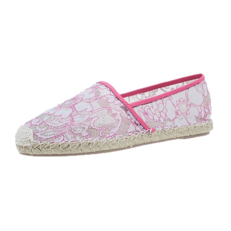 Valentino Pink Lace Espadrilles Size 41