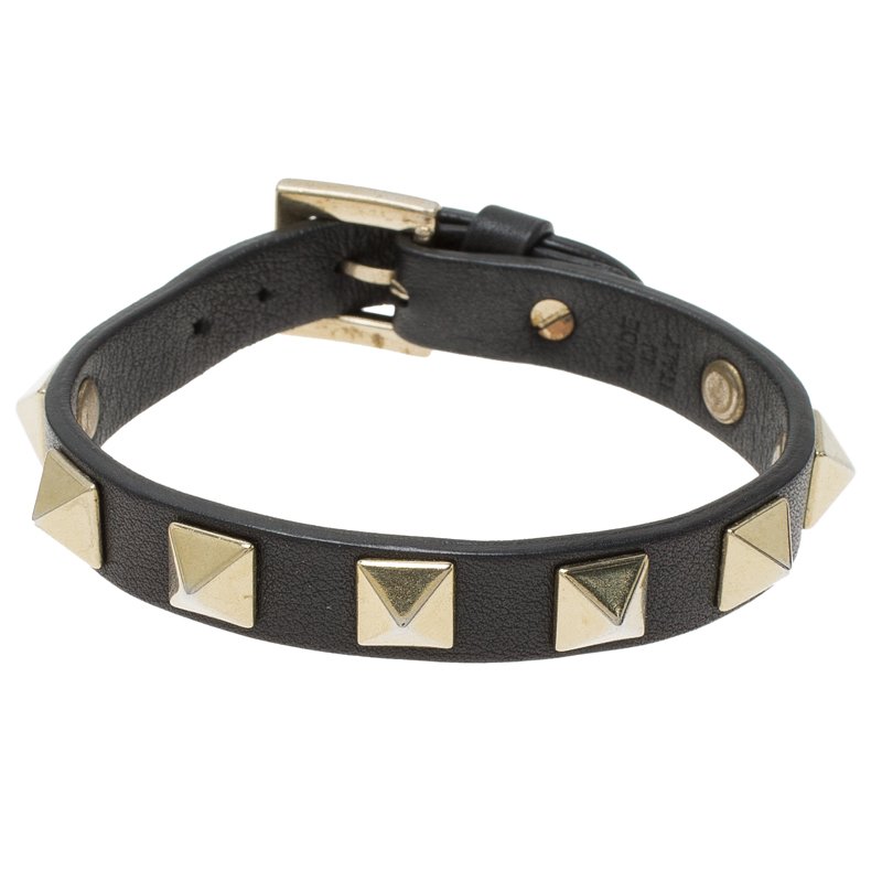Pre Owned سوار فالنتينو روكستد جلد أسود