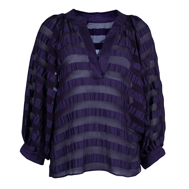 Pre Owned Valentino Purple Silk Top M
