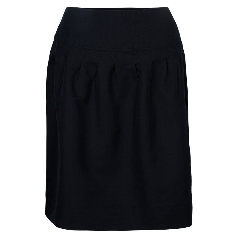 Valentino Black Cotton Knee Length Skirt M