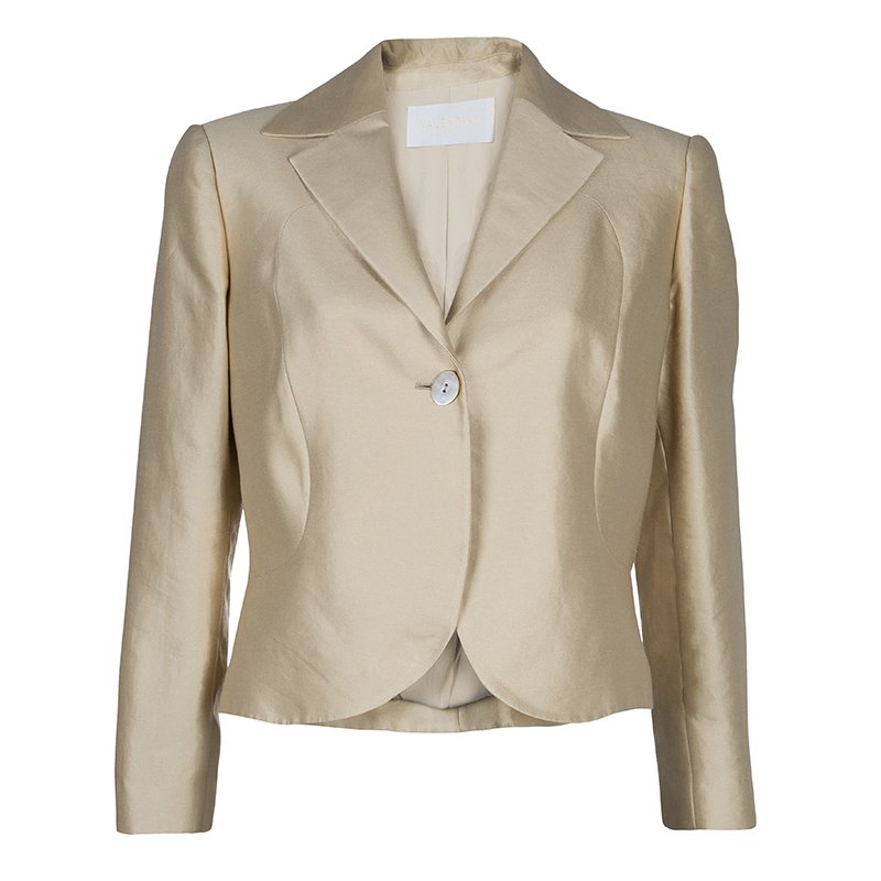 Pre Owned Valentino Muted Gold Notched Collar Blazer L