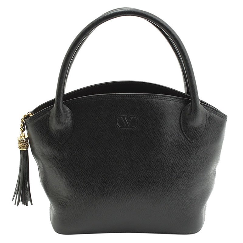 Pre Owned Valentino Black Leather Vintage Satchel Bag